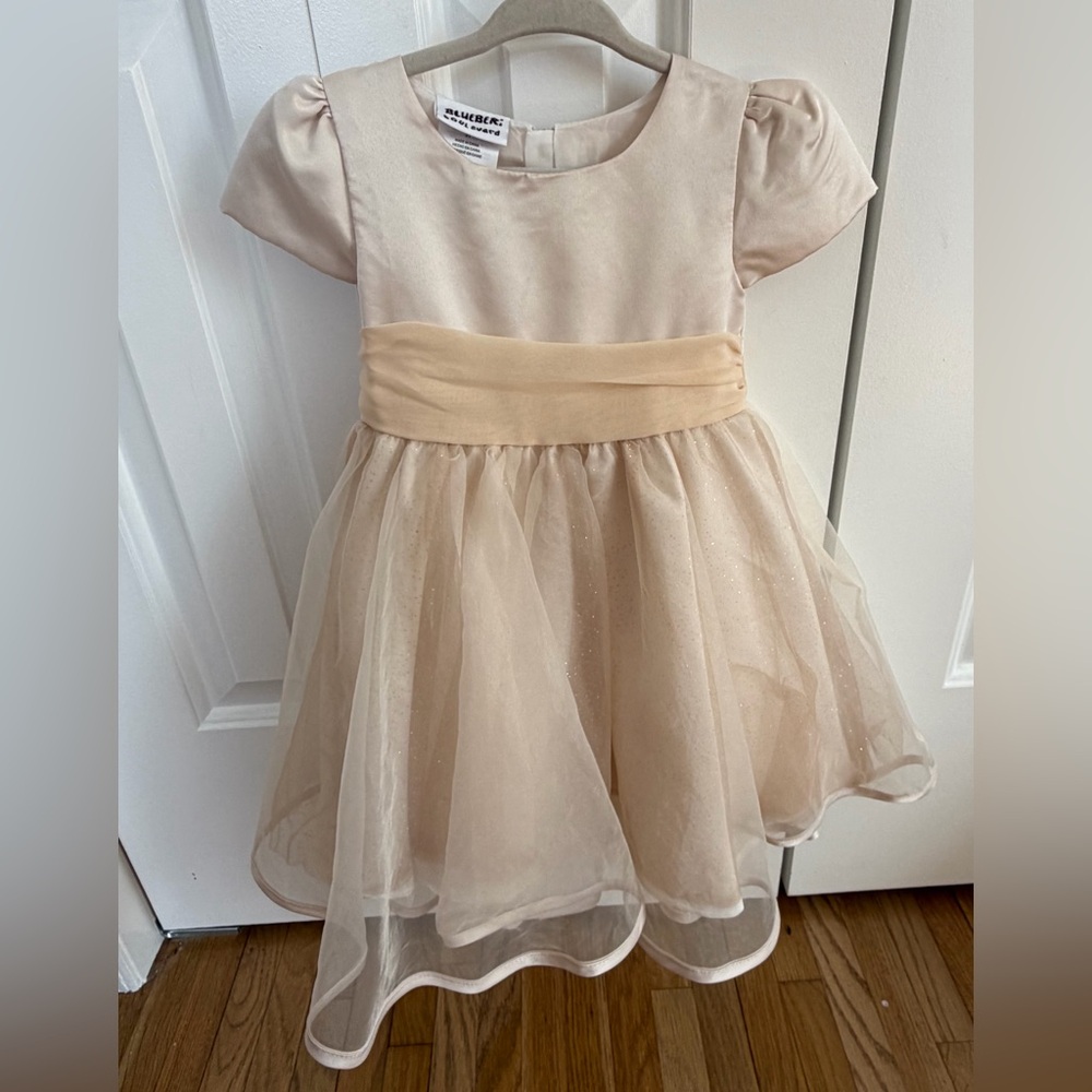 BLUEBER BOULEVARD~Girls Cream Satin & Tulle Party Dress SIZE 2T
